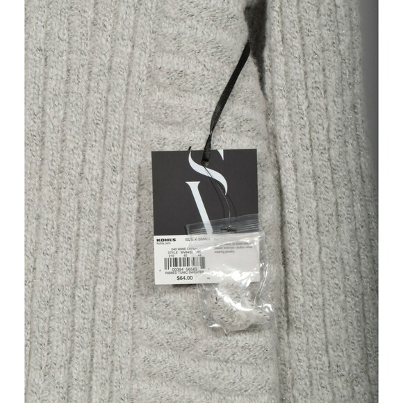 NEW Simply Vera Wang Wind Chime Gray Metallic Ribbed Turtleneck Sweater Sz XS - Picture 2 of 4